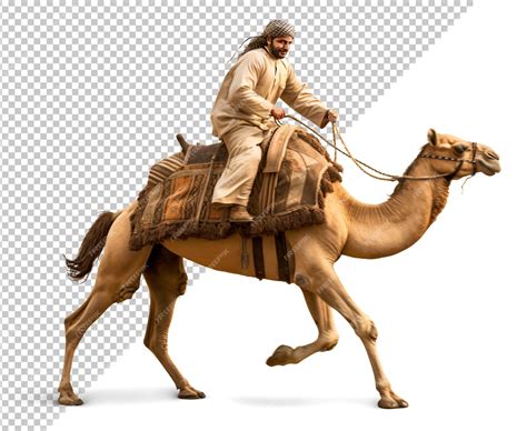 Camel rider traveling fast on isolated background | Premium AI ...