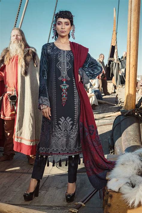 MARIA.B. Linen Winter Collection 2018 – DL-602-Navy Blue & Maroon ...