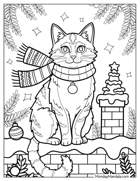 Christmas Cats Coloring Sheets [2025]