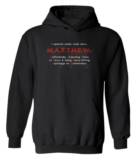 Spy Hoodie for MATTHEW | Meaning of Name | Version 1 | Cool Espionage ...