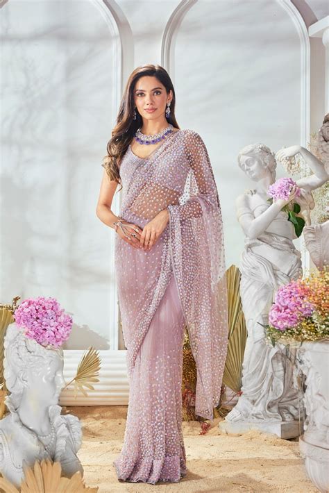 PINK MULTI COLORED SEQUIN SAREE – Surabhi Chopra Label