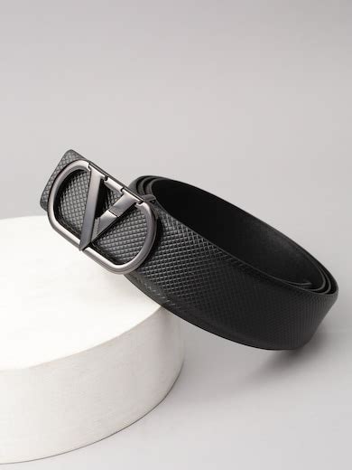 Buy Men Black Textured Formal Belt Online - 39934330 | Van Heusen