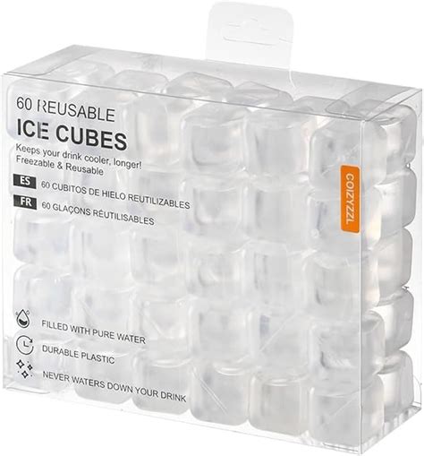 Amazon.com: COIZYZZL Reusable Ice Cubes - Quick Freeze Clear Plastic Square Ice cubes With ...