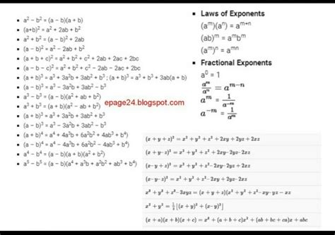 List the algebraic formulas for class 9 - Brainly.in
