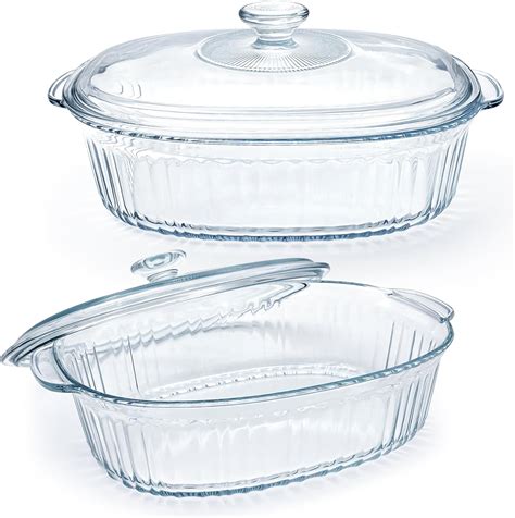 Amazon.com: Shinyeagle Oval Casserole Dish with Lid: 2.8L Clear Glass ...