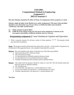 Assignment one Questions Provided by IIT kanpur professor it is a good ...