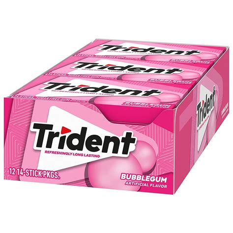 Trident Bubblegum Sugar Free Gum 12 Packs of 14 Pieces (168 Total ...
