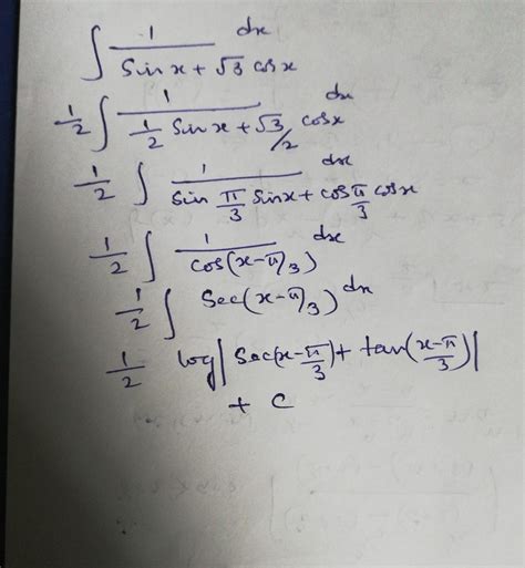 integrate of (1/sinx+root 3cosx)dx - Brainly.in