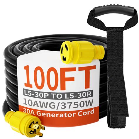 3 Prong 30 Amp Generator Cord 100 Feet Heavy Duty,NEMA L5-30P/L5-30R 10 ...