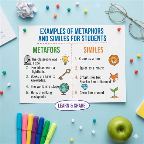 20 Examples of Metaphor for Students and Similes | Learn with Prose, Poetry & Fun