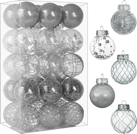Amazon.com: Hiboom 98 Pcs Christmas Ornaments Ball Set, 52 Pcs Clear ...