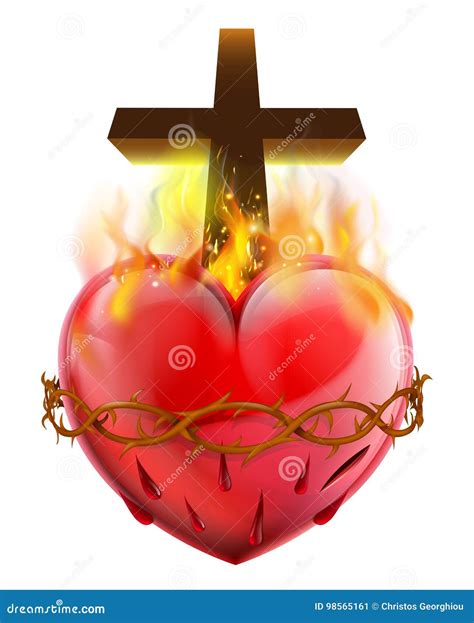 Sacred Heart Christian Symbol Stock Vector - Illustration of blood ...
