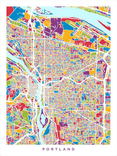 Portland Map Portland Oregon City Map Art Print 2741 - Etsy UK
