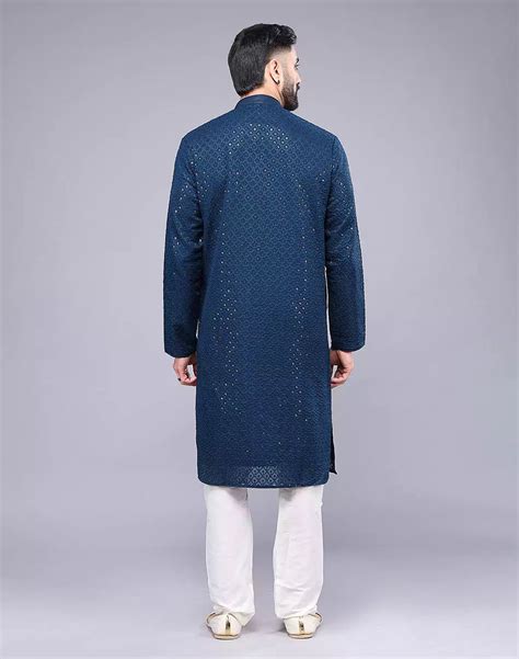 Rama Blue Georgette Kurta Pyjama Set for Party Wear – South India ...