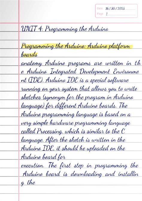 Unit 4: Programming the Arduino - Notes on IDE and libraries - Studocu