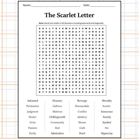 The Scarlet Letter Worksheet at sascopyrightblog Blog