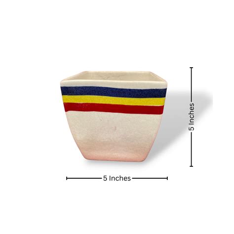 Handpainted Square Ceramic Pots (5x5 inches) for Sale