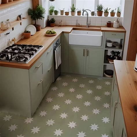 Peel and Stick Floor Tile for Bathroom, Vinyl Boho Sage Flooring ...