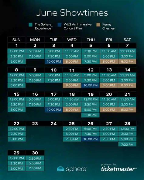 June Sphere Event Calendar - Sphere LV Review