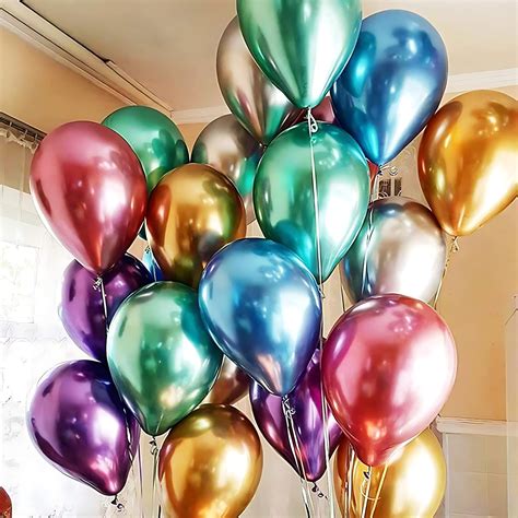 Flyloons 50 pcs Multi Color Chrome Balloons for Birthday decoration ...