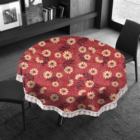 Buy E-Retailer PVC Waterproof 6 Seater Round Table Cover with White ...