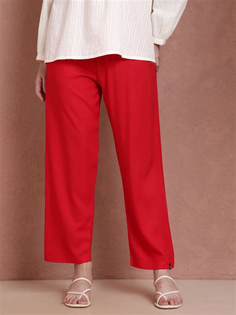 Lipstick Red Kurti Pant for women (Viscose) - Twin Birds