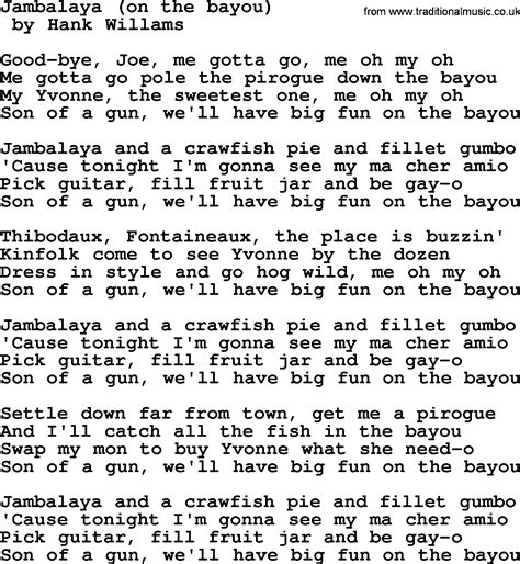Jambalaya Lyrics And Guitar Chords at Shelly Hunnicutt blog