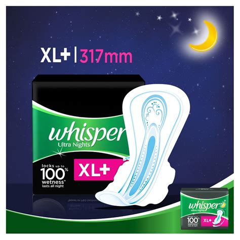 Whisper Ultra Nights Sanitary Pads XXL+, 6 Count Price, Uses, Side ...