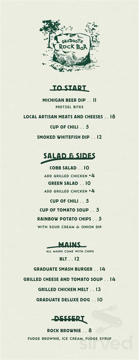 Menu for Graduate Rock Bar in East Lansing, MI | Sirved