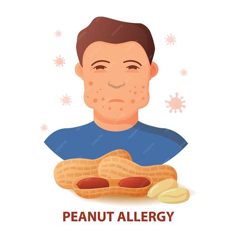 Premium Vector | Nut allergy symptoms problem .Swollen man character.Anaphylaxis person concept ...