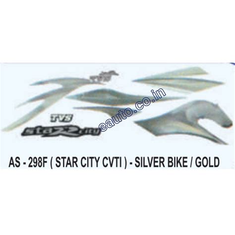 Graphics Sticker Set for TVS Star City CVTI | Silver Vehicle | Gold St
