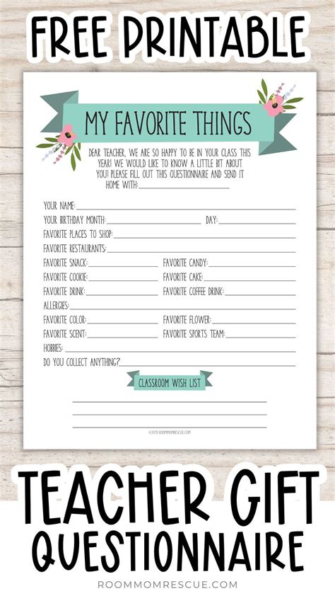 Teacher Questionnaire: Best Way to Get to Know The Teacher | Printable ...
