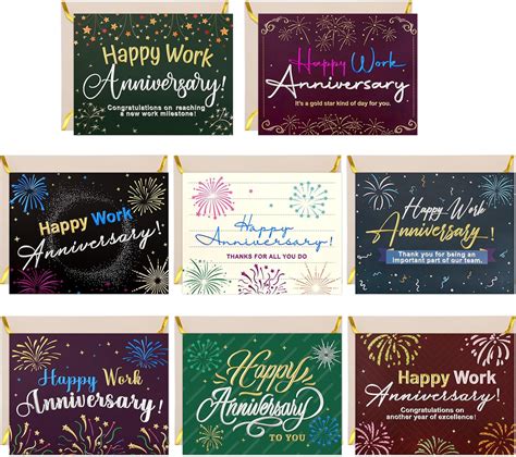 Amazon.com : Fancy Land Work Anniversary Cards 24 Pack Embossed ...