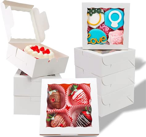 Amazon.com: SLShePack 20pcs 6"x6"x2½ White Bakery Boxes with Window ...