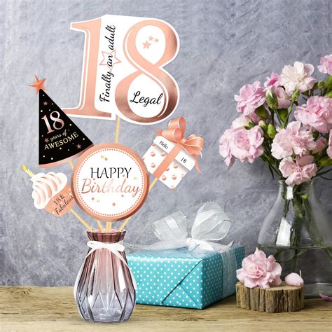 Qpout Rose Gold 18th Birthday Centerpiece Sticks-18th Birthday Table ...