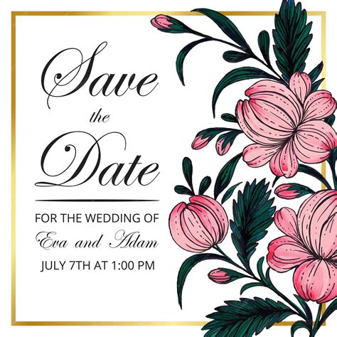 Premium Vector | Flower frame a wedding invitation template with hand ...