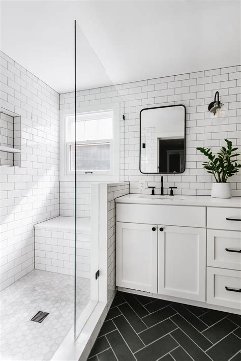 Wallingford Modern Farmhouse Bathroom by The Phinery | Black tile ...