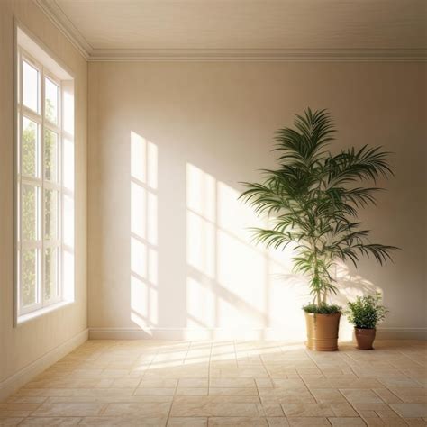 3d render of a living room interior with a plant in a pot | Premium AI ...