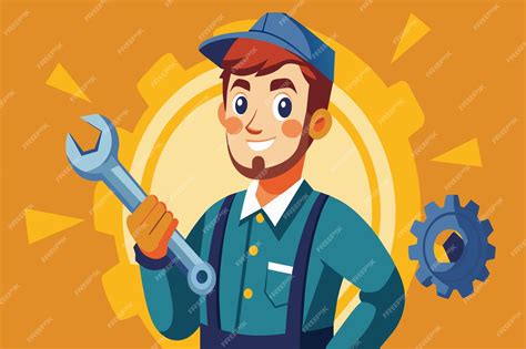 Mecánico animado con fondo de engranajes de llave preparado para ...