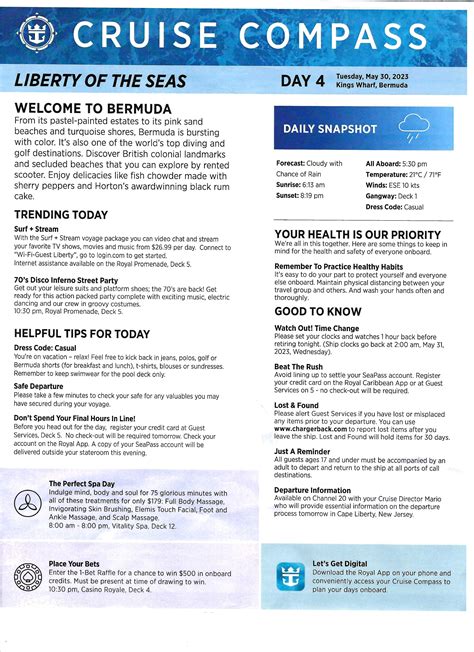 Liberty of the Seas 5-night Bermuda Cruise Compass - May 27, 2023 by ...