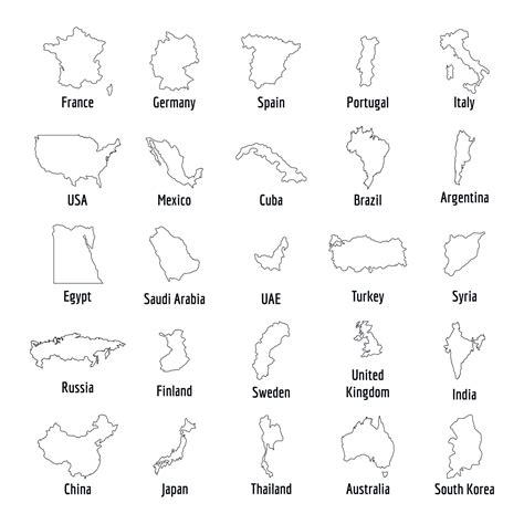 Map country icon set, outline style 8808424 Vector Art at Vecteezy