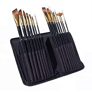 SYGA Paint Brushes - 15 Pc Art Brush Set for Watercolor, Acrylic, Oil ...
