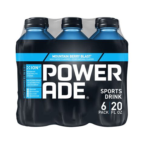 Powerade Mountain Berry, ION4 Electrolyte Enhanced Fruit Flavored ...