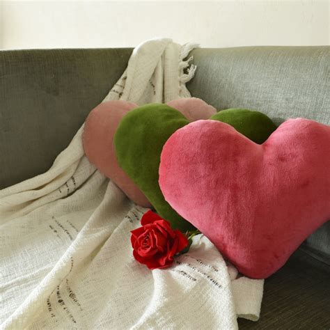 Buy Heart Shaped Cushion Velvet Love Pillow, Romantic Gift Online in ...