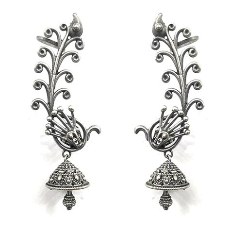 Dulcett India Ear Cuffs Earrings For Women & Girls Silver Earcuffs ...