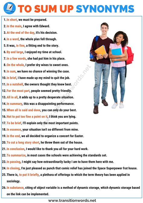 To Sum up Synonym: List of 25+ Synonyms for To Sum up with ESL Pictures ...