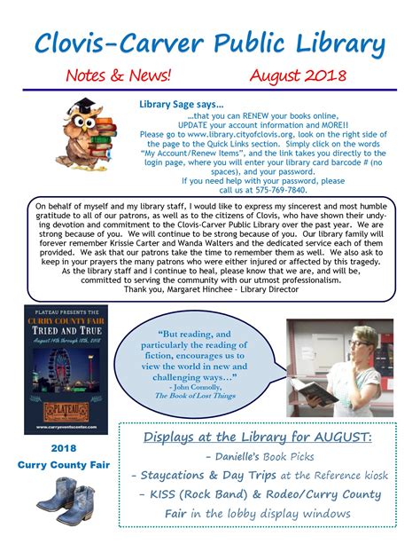 August Library Events - City of Clovis, New Mexico