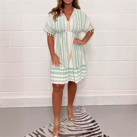 Sakmal Green Spring Dresses for Women 2025 A Line T Shirt Plus Size ...