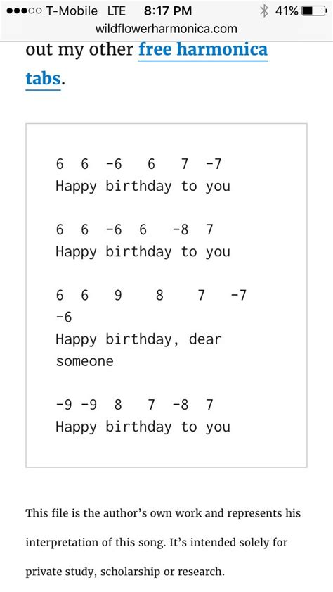 Harmonica Birthday Card - Happy Birthday to You