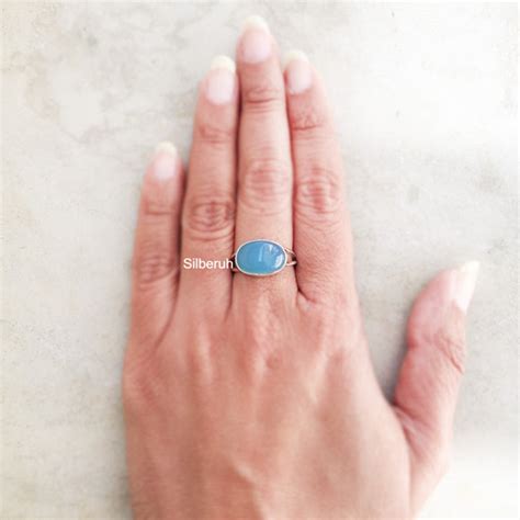Blue Chalcedony Silver Ring – SILBERUH